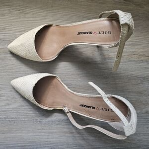 Glamour Cream Stiletto Heels with Slingback